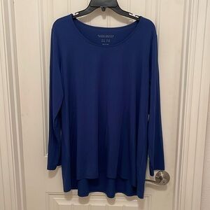 Susan Graver weekend essentials Liquid Knit Tunic top dress women‎ LP, Blue L/S